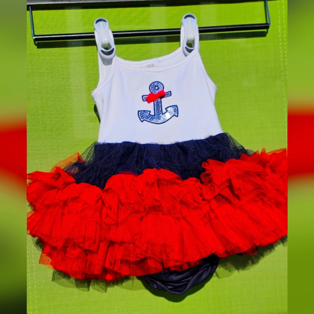Little Sailor Tutu Drees Red White & Blue Sise 9m Comes  Little P…